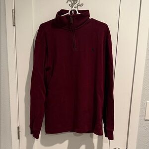 Ralph Lauren Men's Maroon Zip-Up Sweater